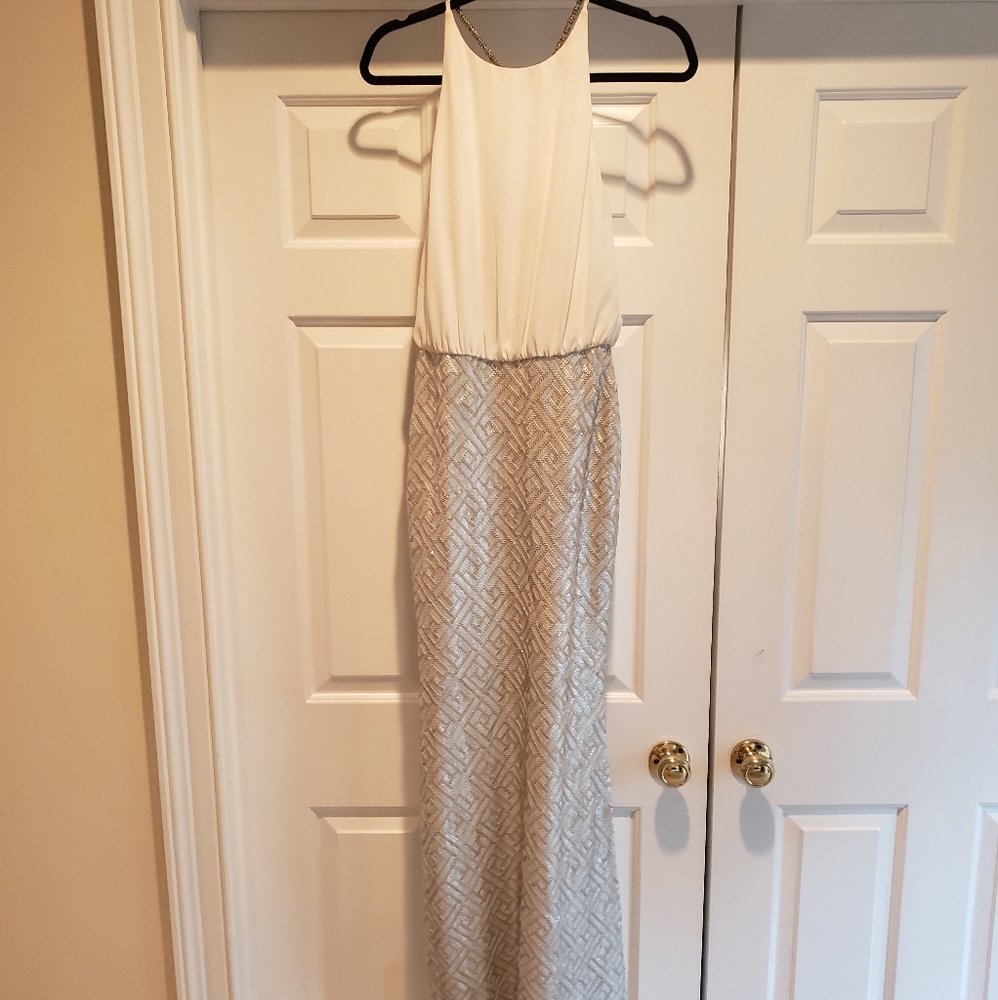 Ivory and Silver Sequin formal (2)